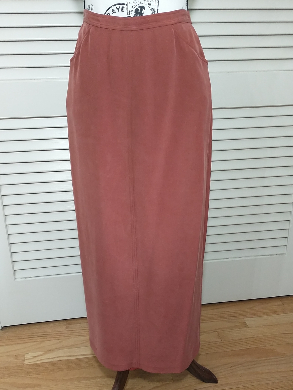 Vintage Y2K 100% Silk Maxi/Long Pencil Skirt, Rust, Size 10, Cottage Core,Granny